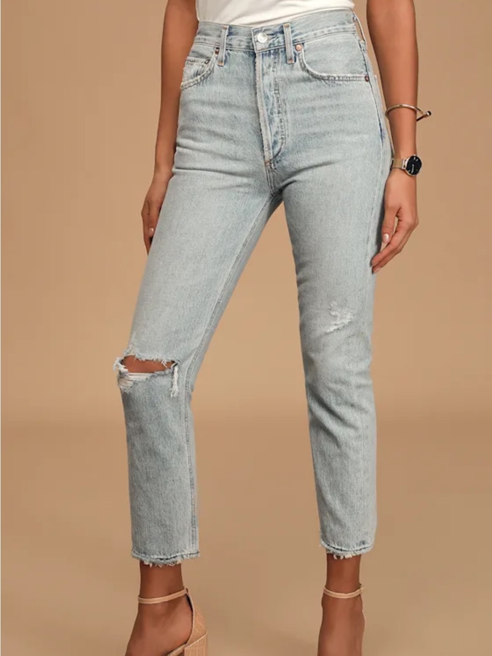 Agolde Riley High-Rise Straight Crop - Shatter